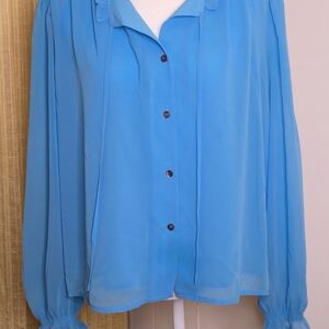 Halogen Sky Blue Chiffon Blouse